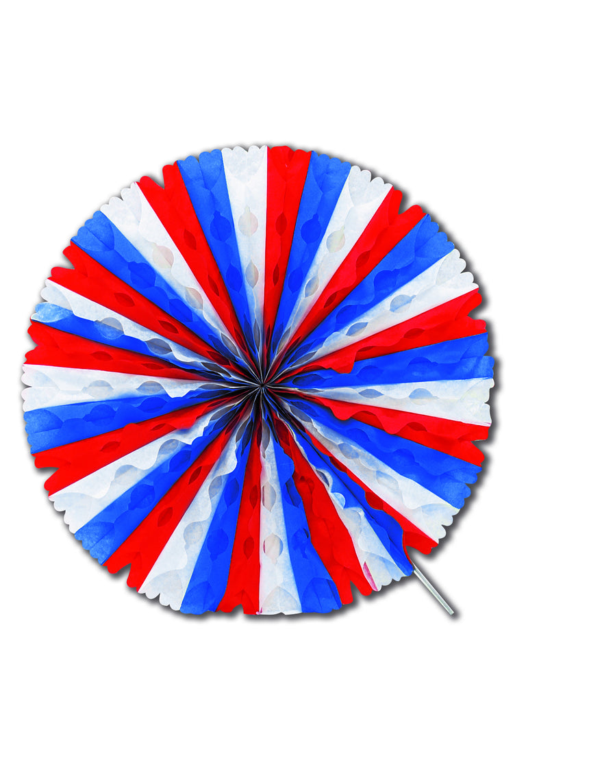 Rosace éventail en papier tricolore 50 cm