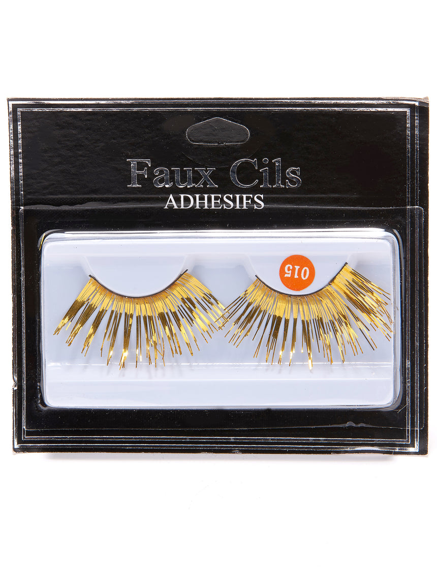 Faux cils longs dorés adulte