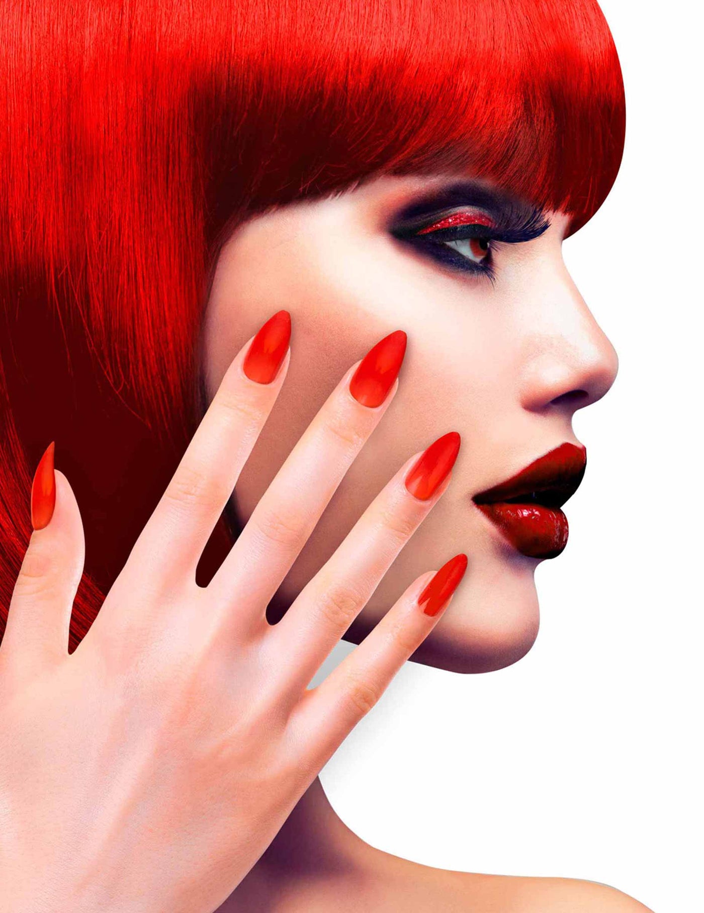Faux ongles rouges adhésifs adulte