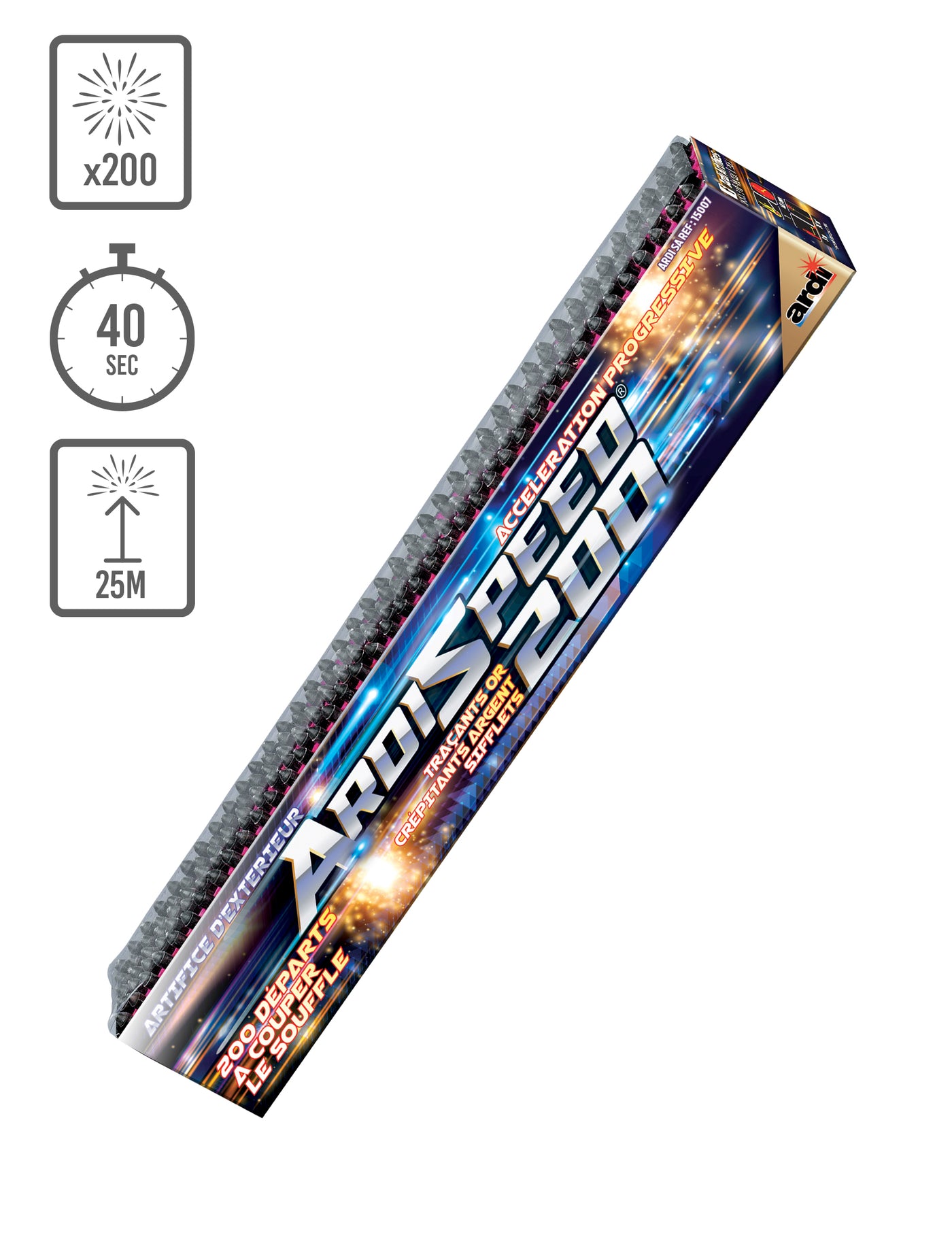 Feu d'artifice compact Ardi-Speed® 200, 200 tirs, 40 secondes