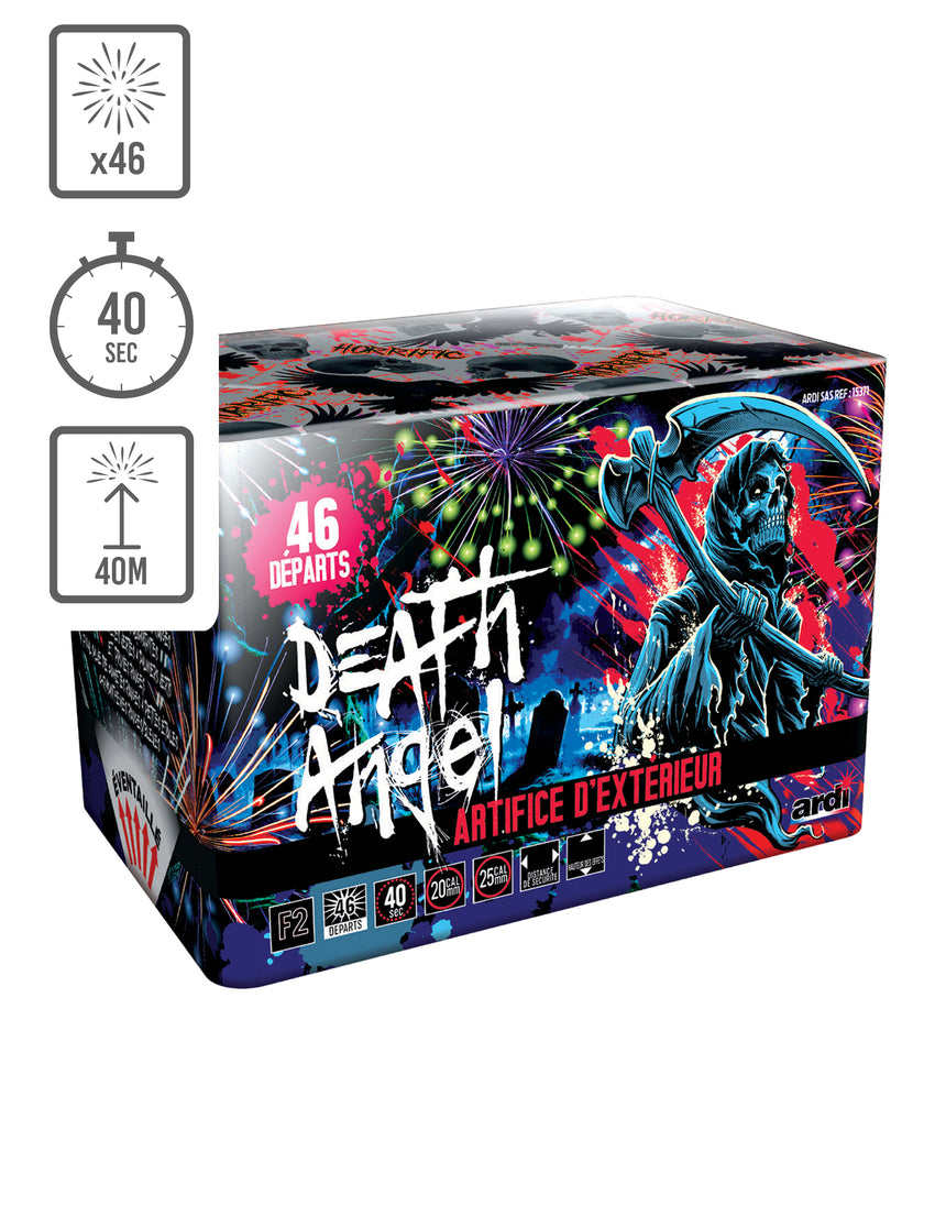 Feu d'artifice compact Horrific® Death Angel®, 46 tirs, 40 secondes