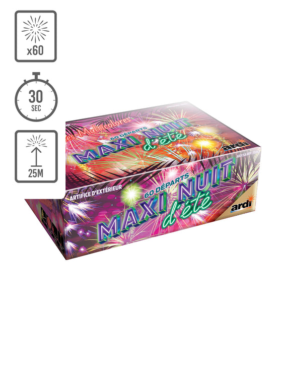 Feu d'artifice compact Maxi Nuit d'été®, 60 tirs, 30 secondes