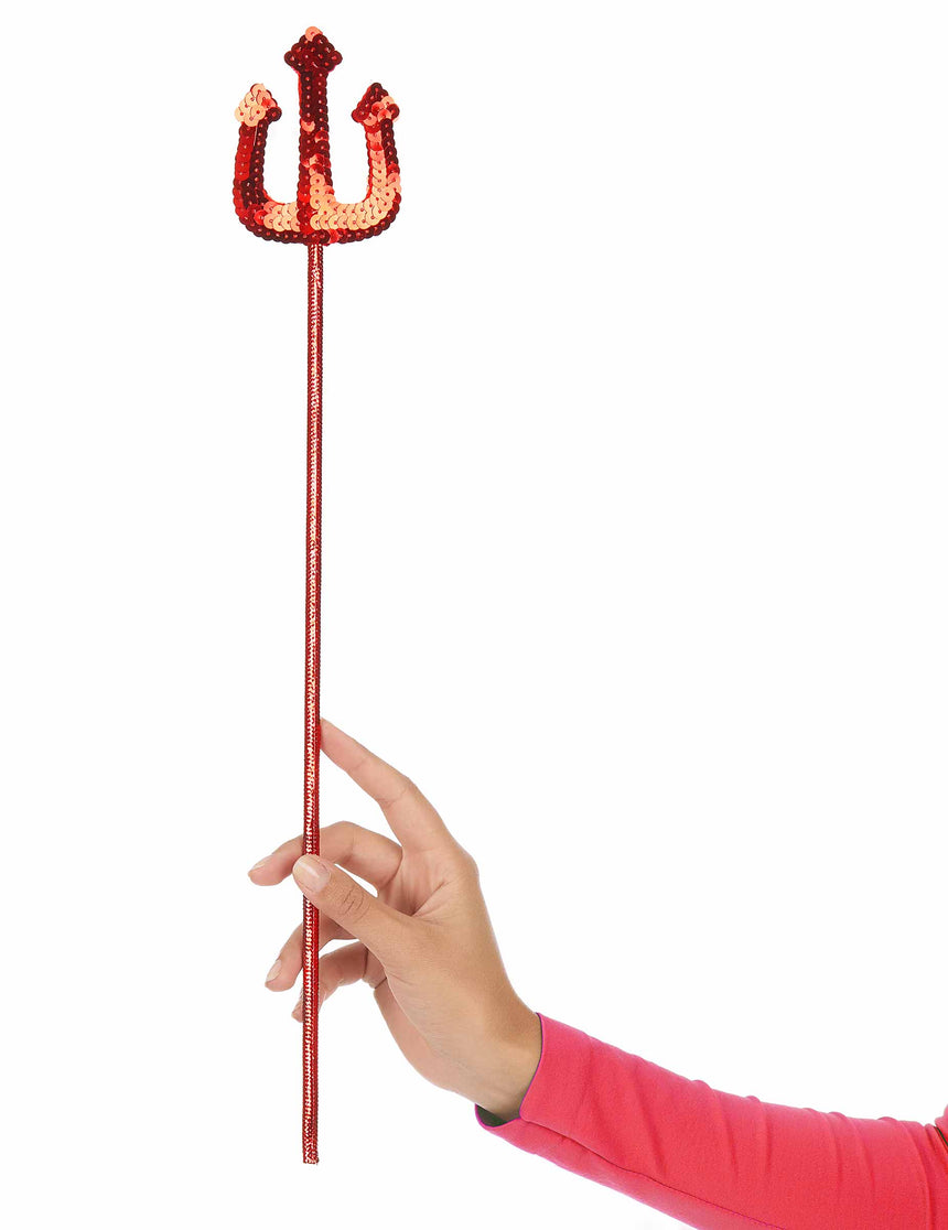 Fourche de diable rouge à sequins adulte et enfant