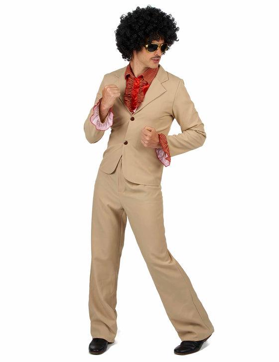 Déguisement Disco beige à froufrous Homme