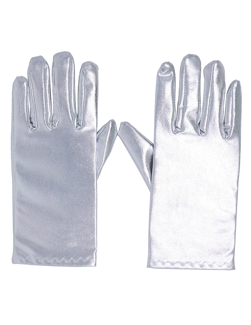 Gants courts métalisés argent femme