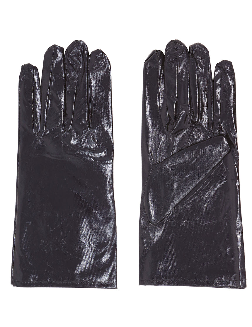 Gants effet cuir noirs 22 cm femme