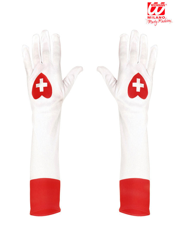 Gants longs blancs infirmière adulte