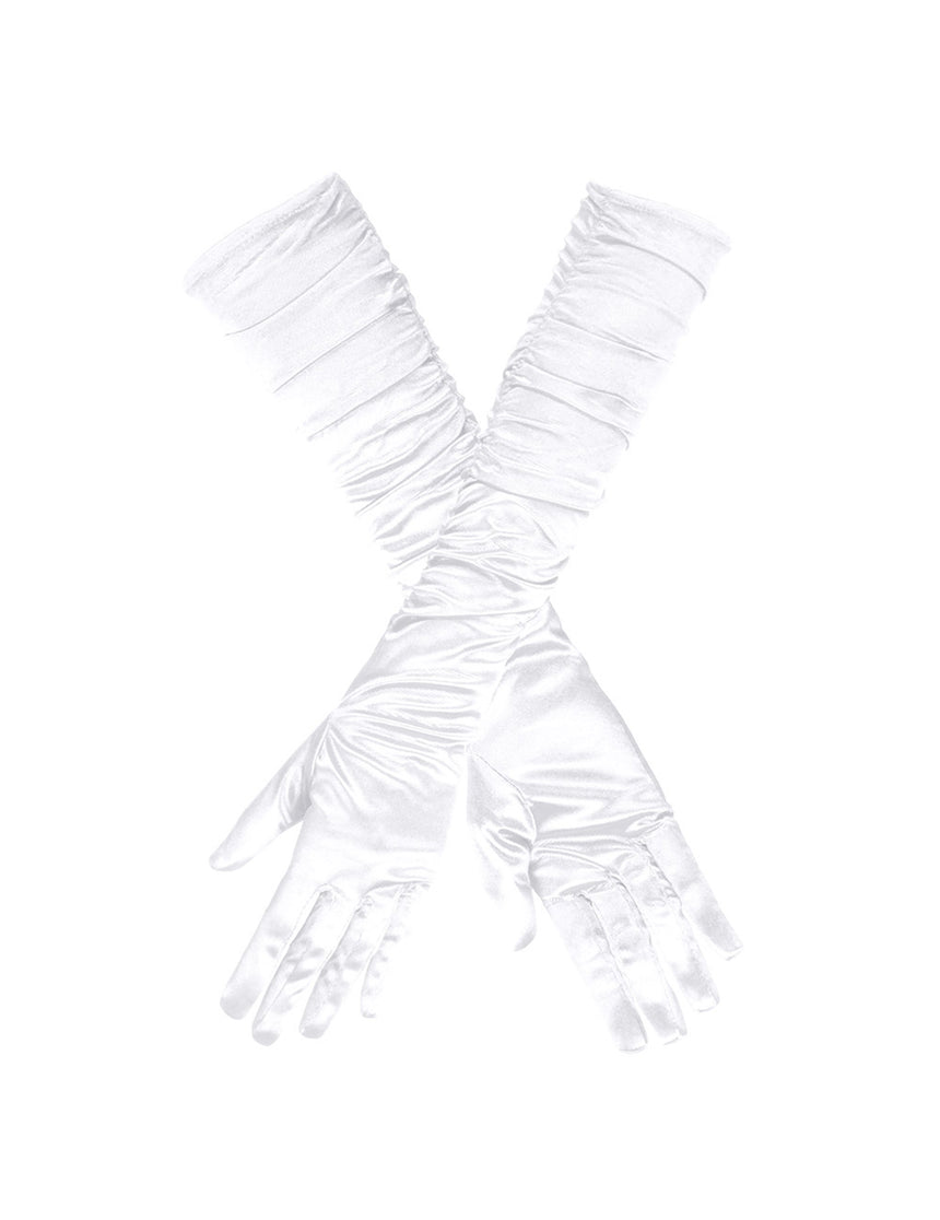 Gants longs satinés blancs femme