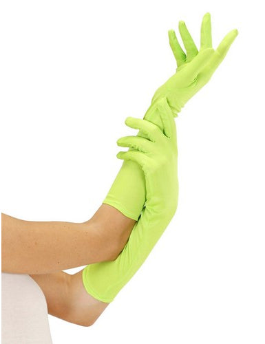 Gants longs verts fluo adulte