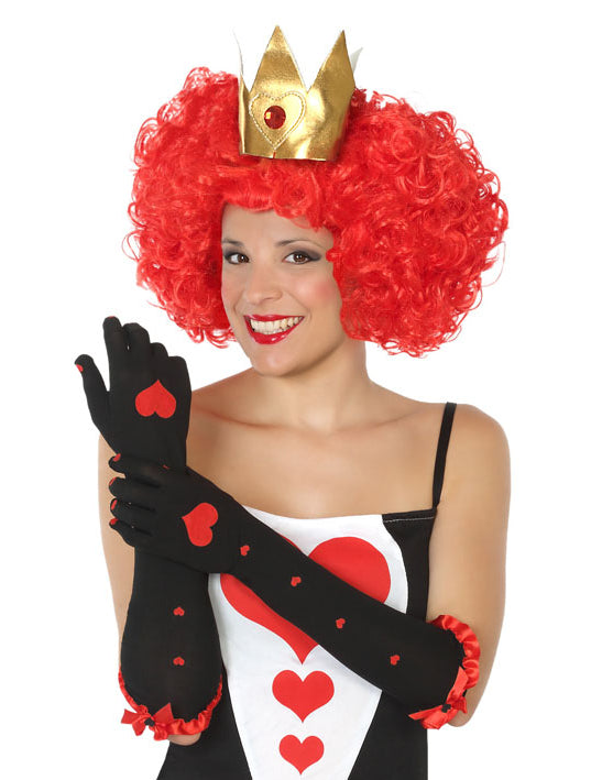 Gants long reine de coeur noir femme