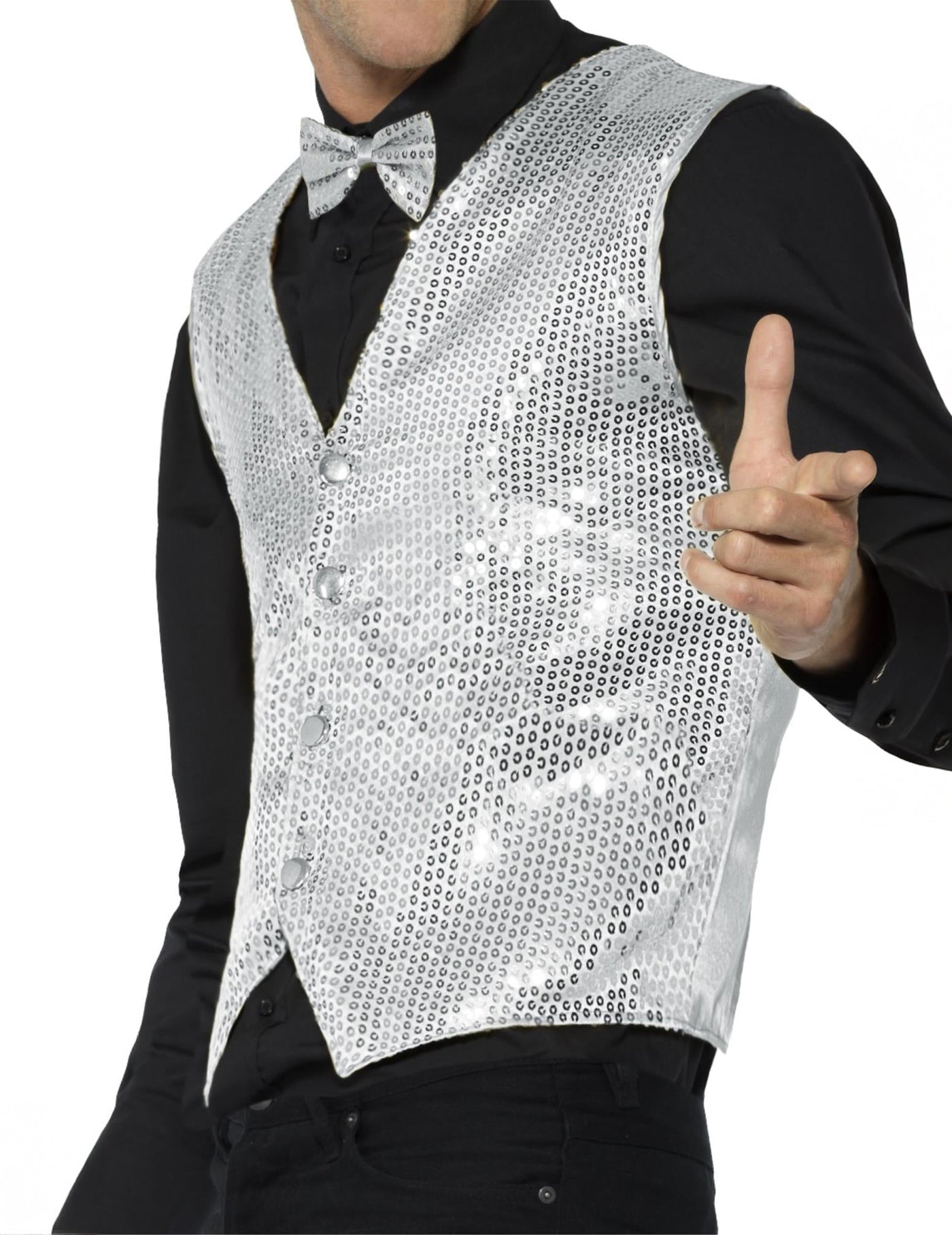Gilet argent à sequins adulte