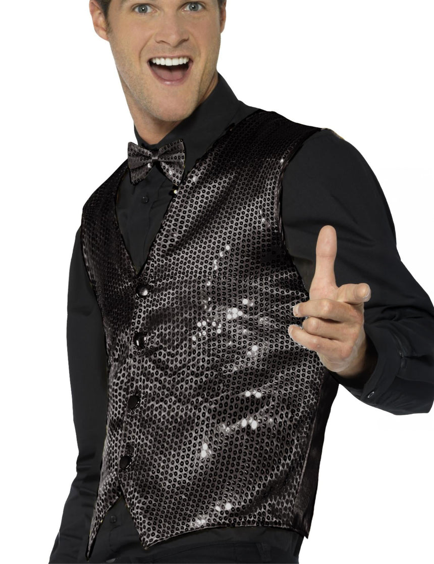 Gilet noir à sequins adulte