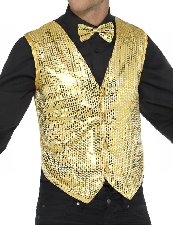Gilet or à sequins adulte