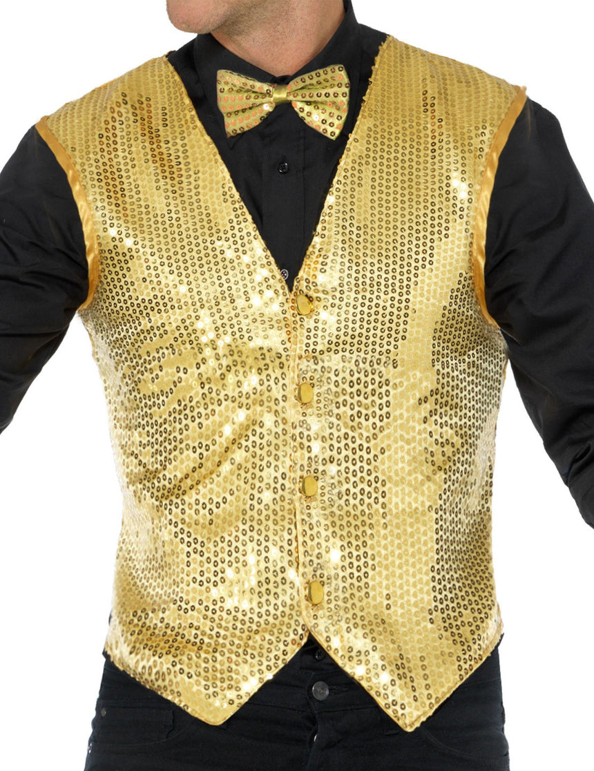 Gilet or à sequins adulte