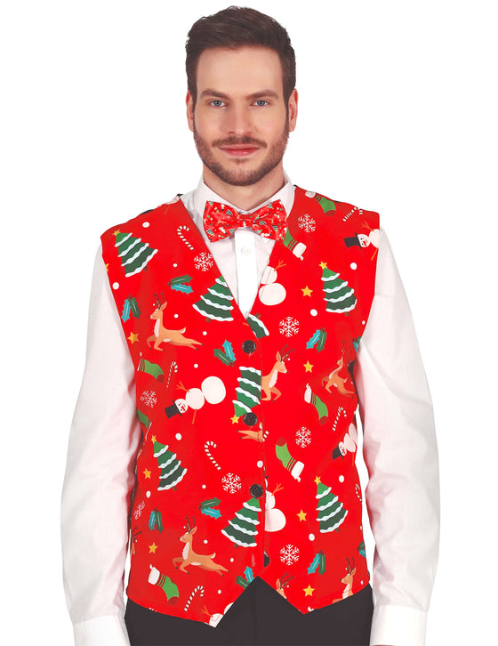 Gilet rouge à motifs de Noël adulte