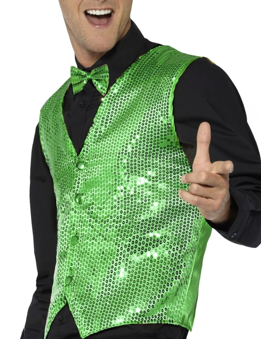 Gilet vert à sequins adulte