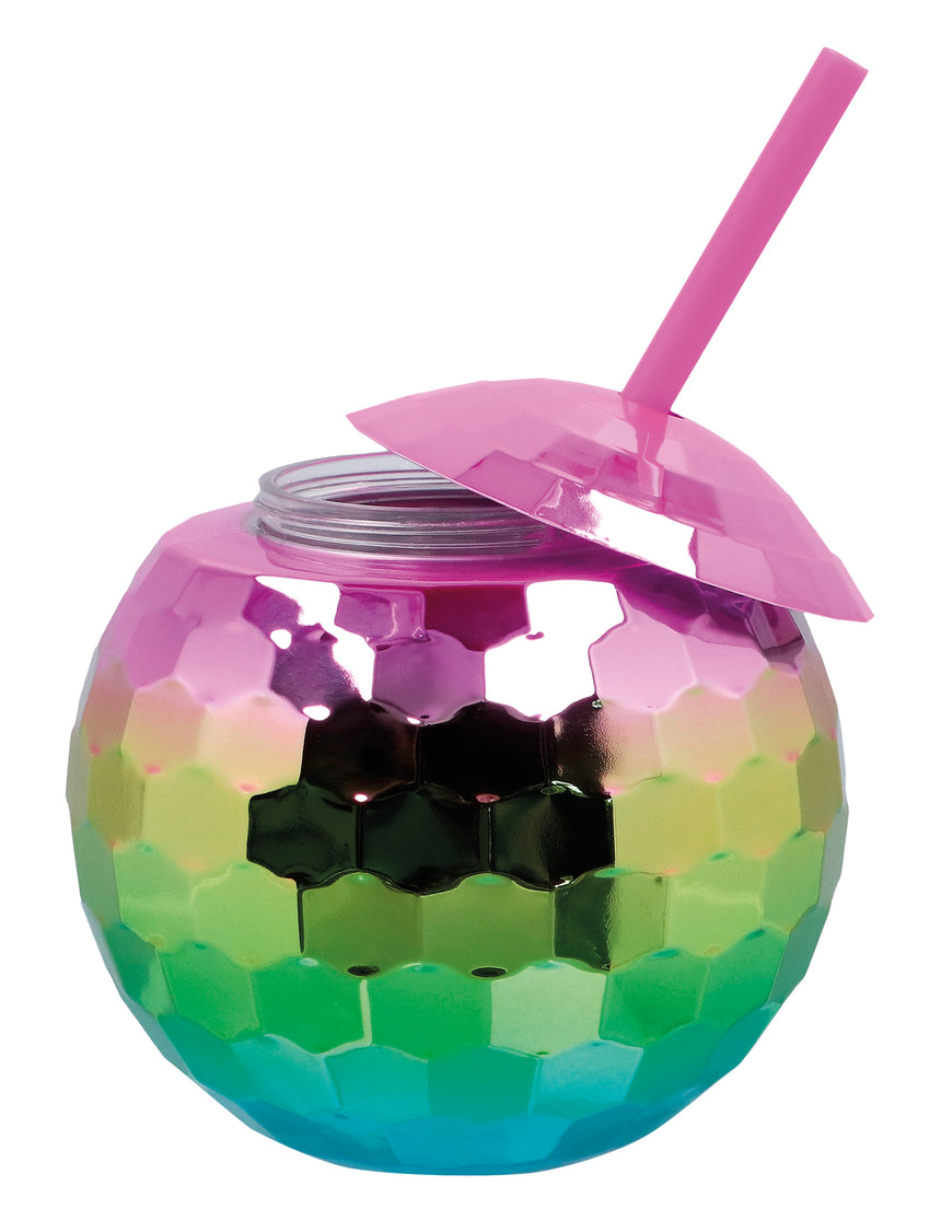 Gobelet boule disco arc en ciel 600 ml