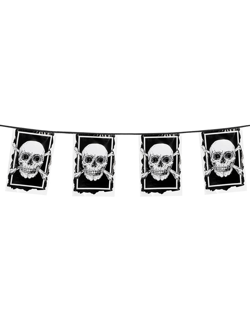 Guirlande 10 drapeaux en plastique Pirate Jolly Roger 30 x 20 cm