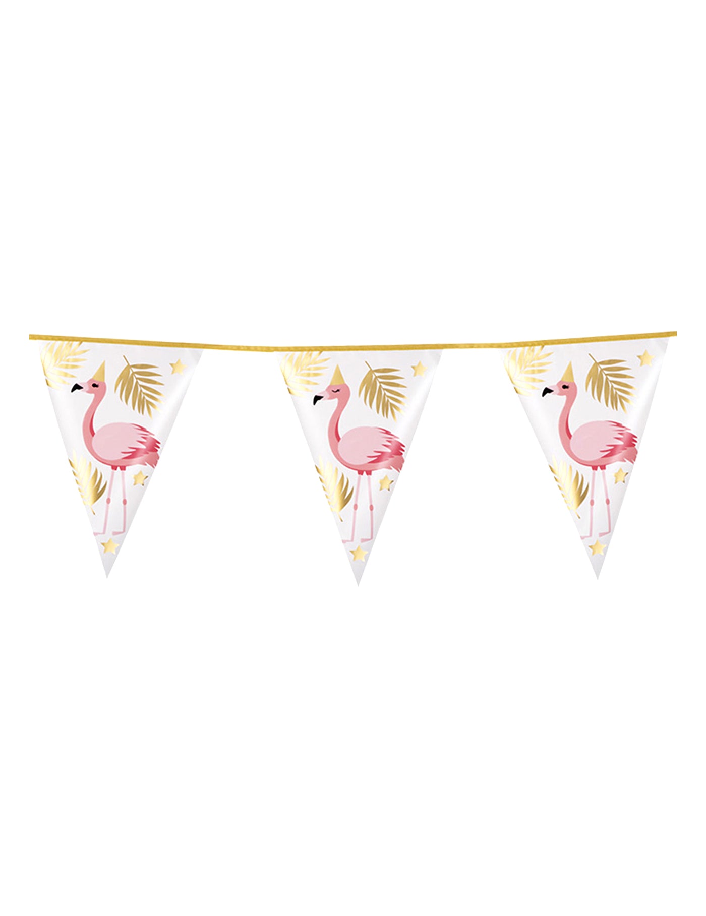 Guirlande 10 fanions Flamant Tropic en plastique 30 x 20 cm