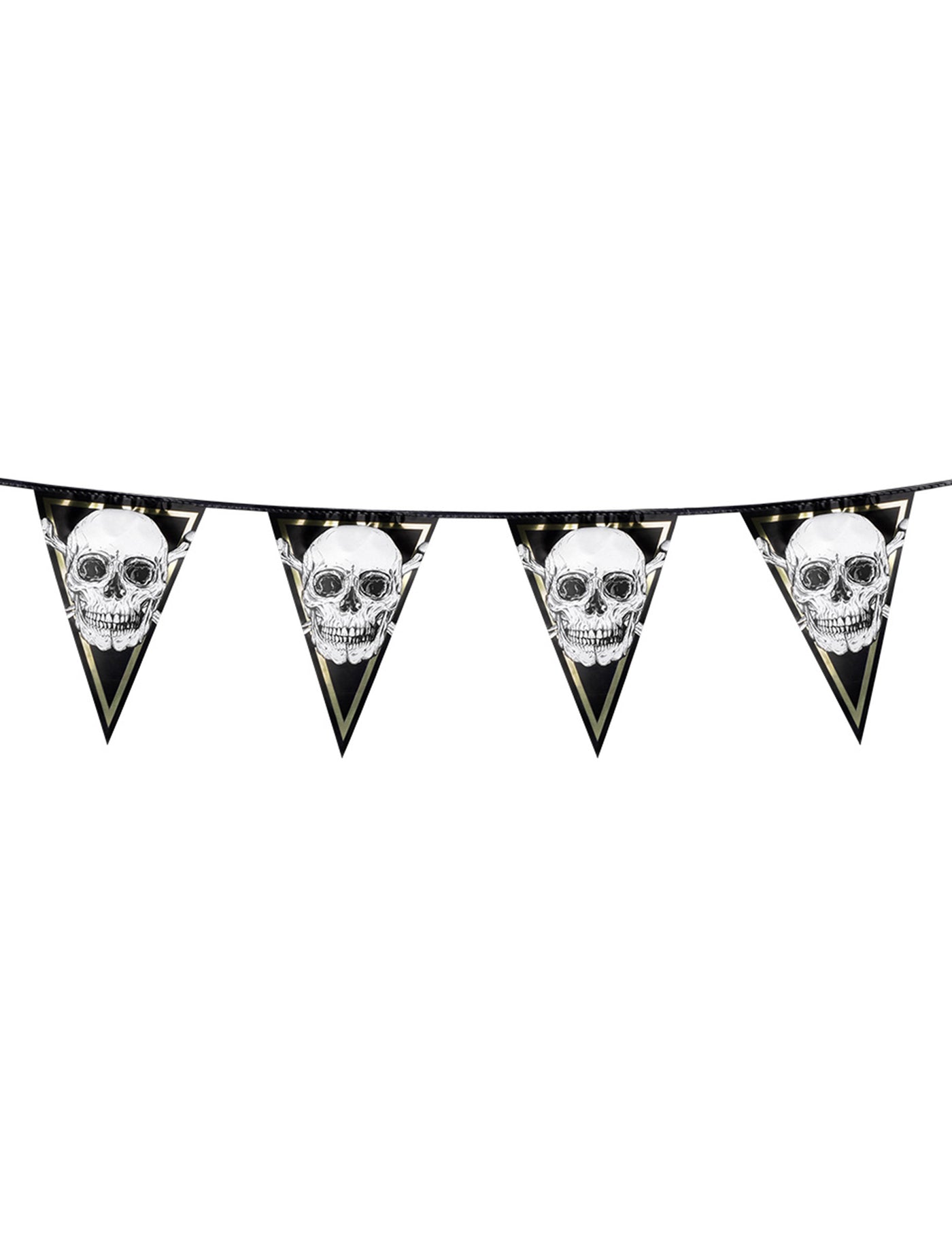 Guirlande 10 fanions en plastique Pirate Jolly Roger 30 x 20 cm