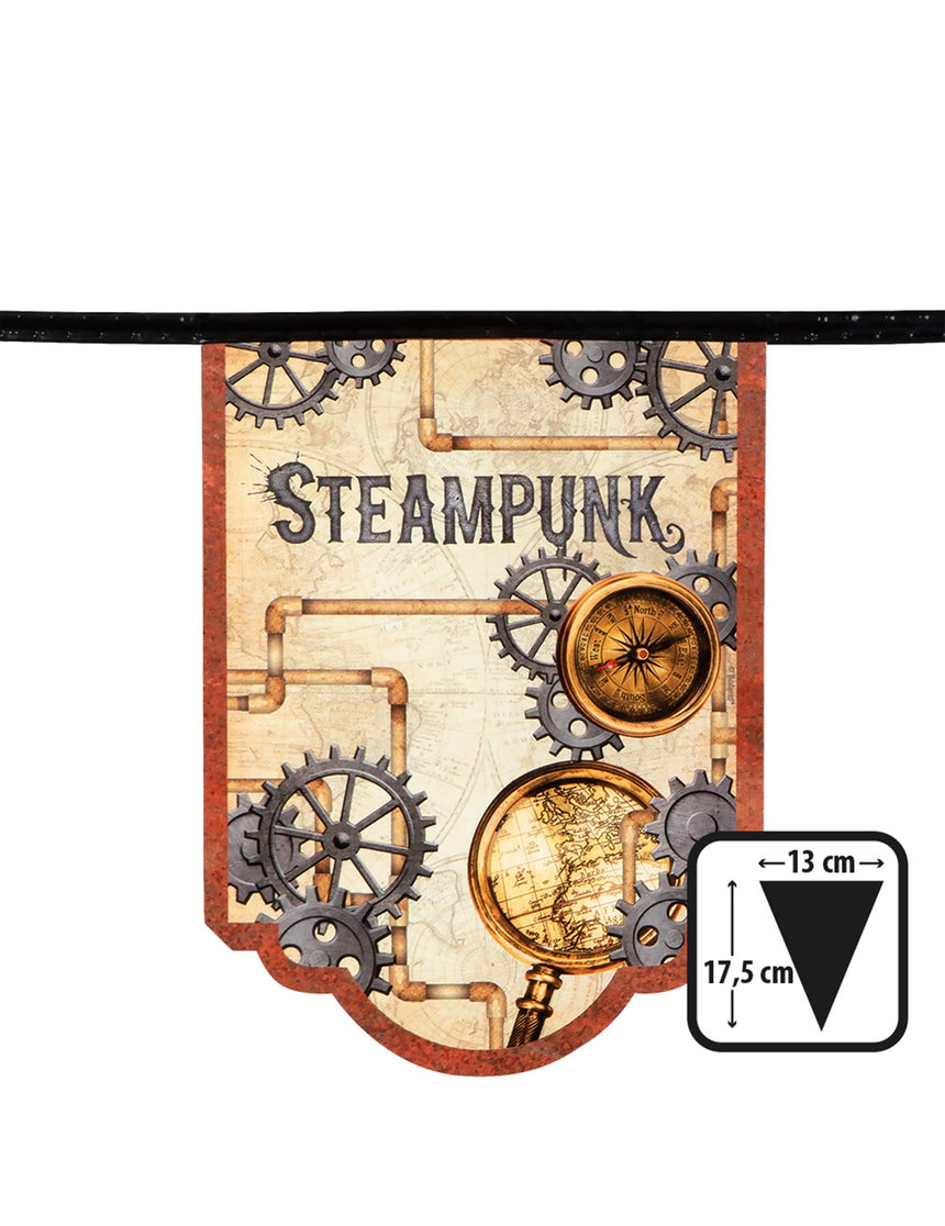 Guirlande 11 fanions en carton Steampunk 4 m