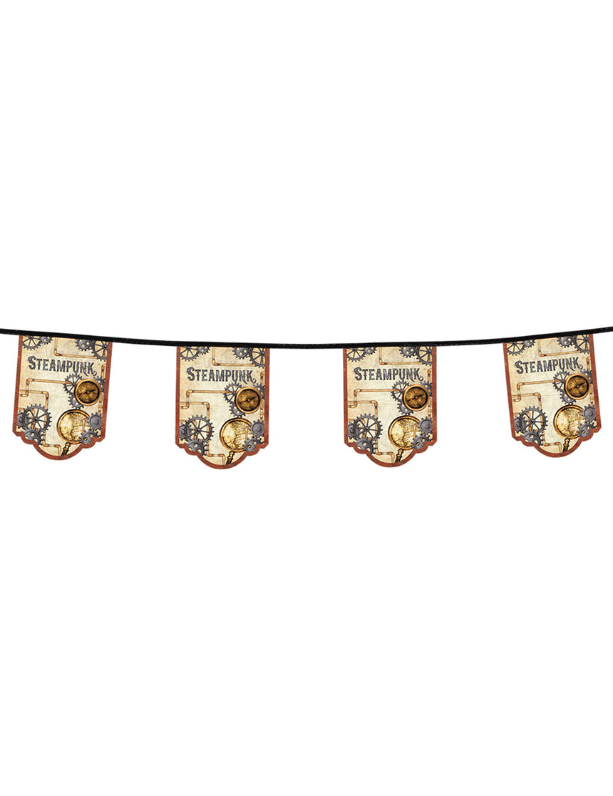 Guirlande 11 fanions en carton Steampunk 4 m