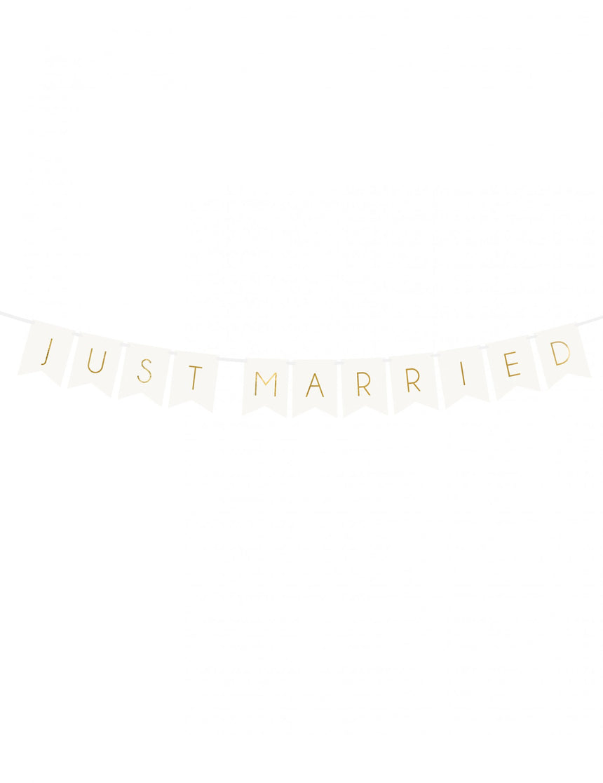 Guirlande à fanions blanc et or just married 155 cm en carton