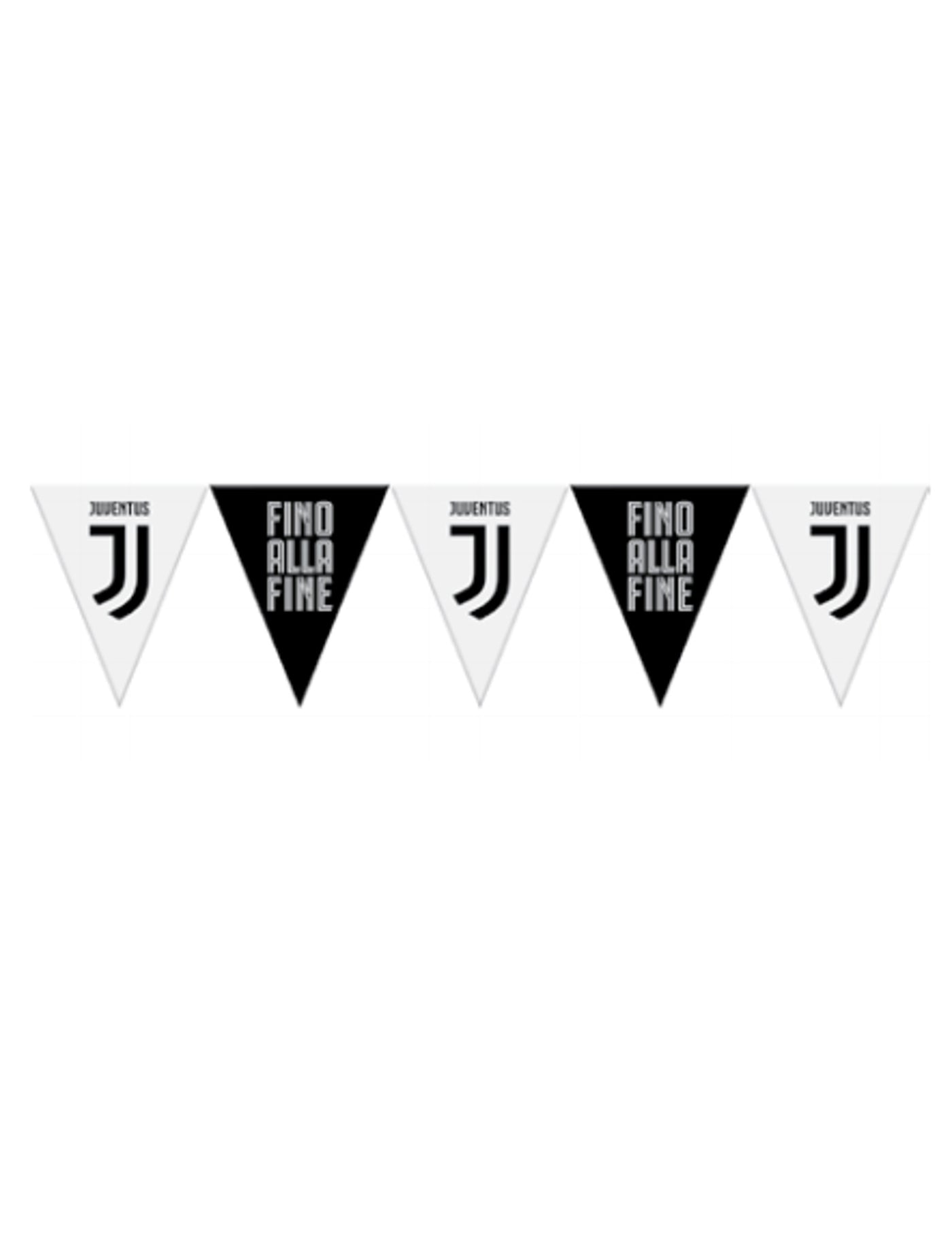 Guirlande à fanions en plastique Juventus noire et blanche 320 cm