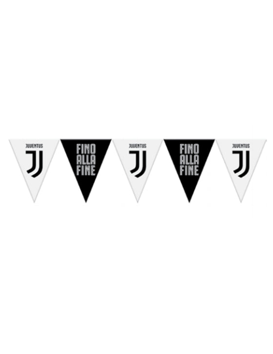 Guirlande à fanions en plastique Juventus noire et blanche 320 cm