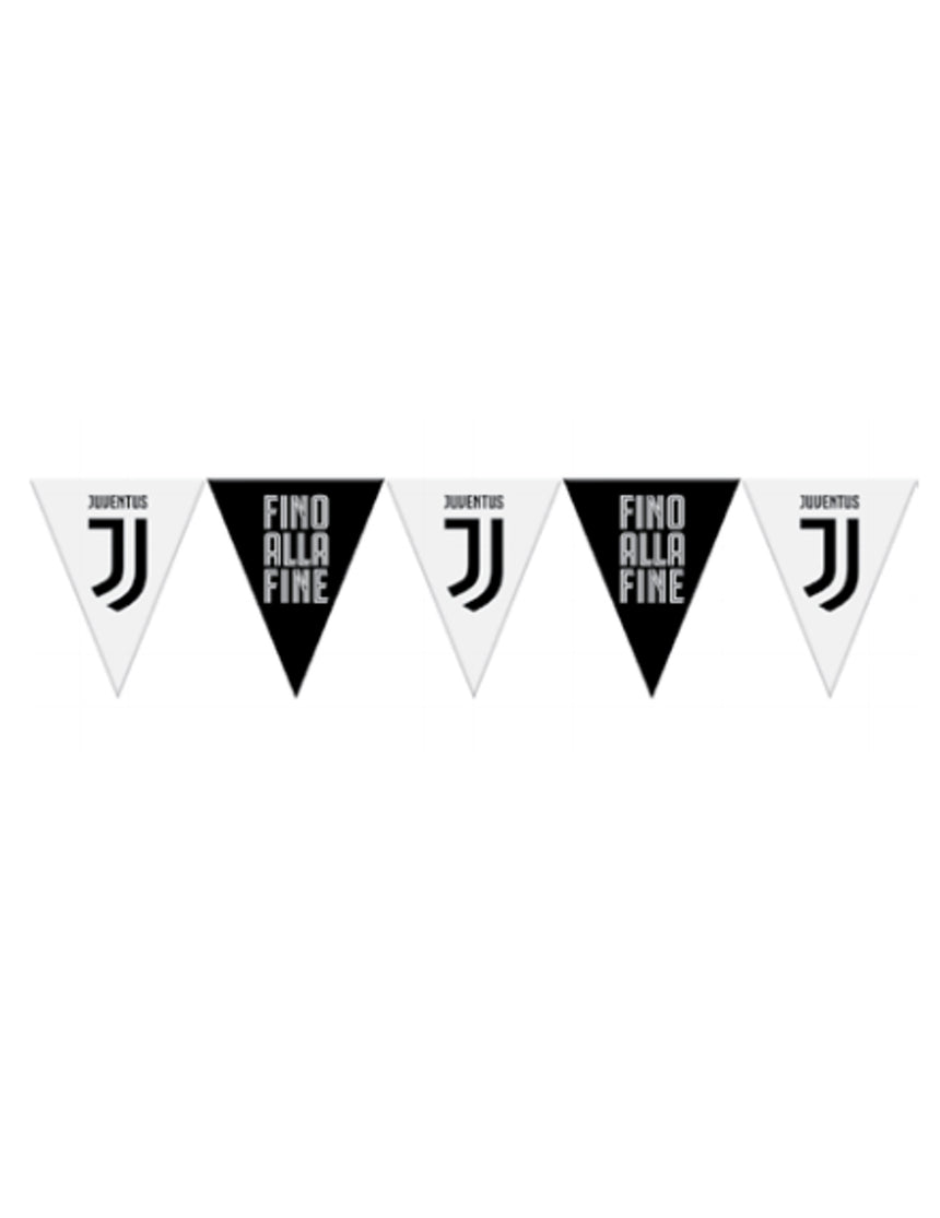 Guirlande à fanions en plastique Juventus noire et blanche 320 cm