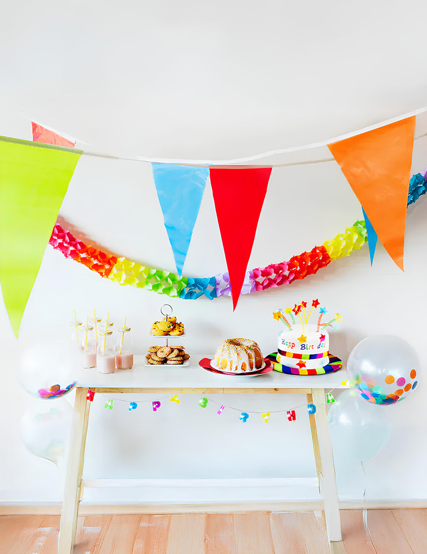 Guirlande à fanions multicolores en plastique 10 m