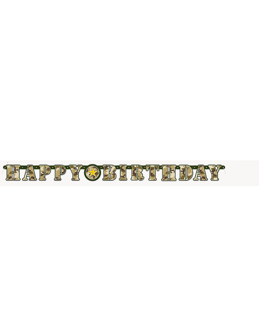 Guirlande articulée Happy Birthday militaire 1.6 mètres
