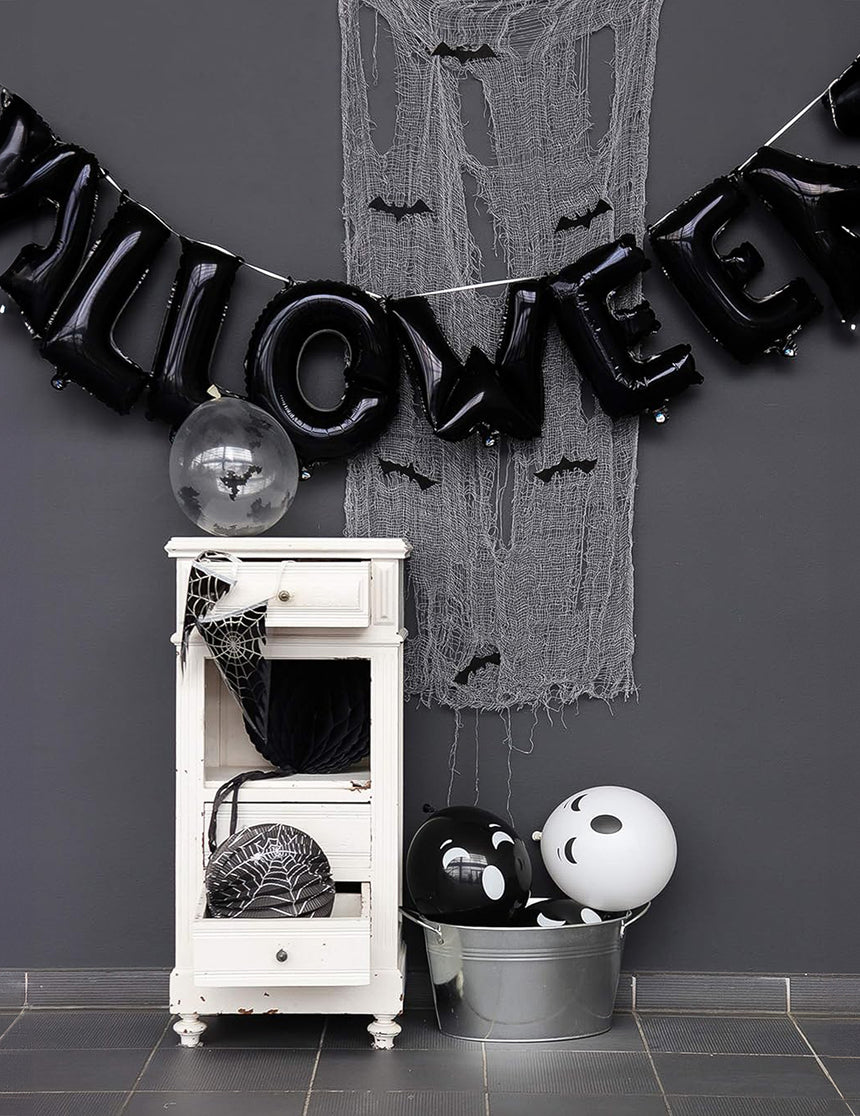 Guirlande ballons aluminium Halloween lettres noires 40 cm