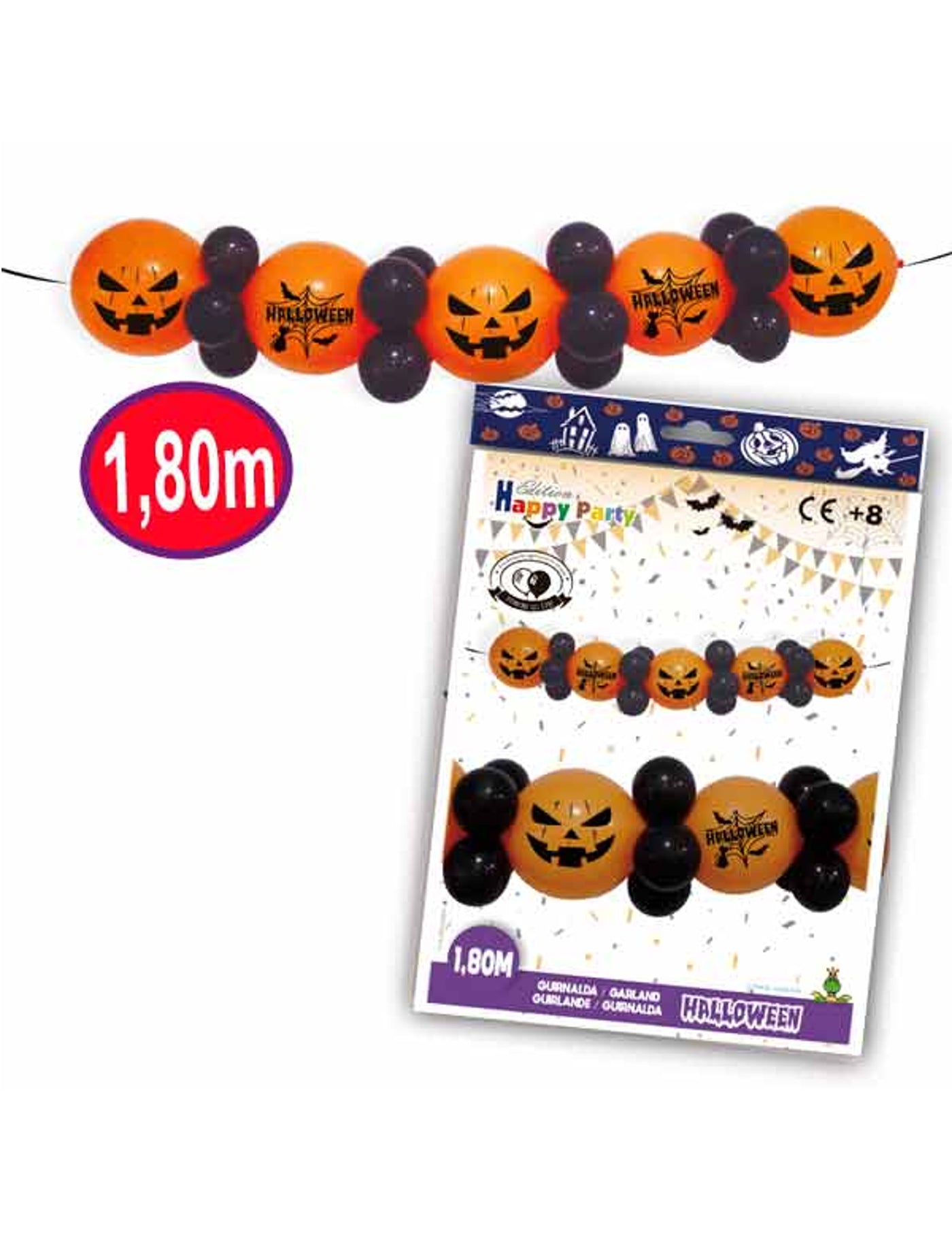 Guirlande ballons latex halloween 1,8 m