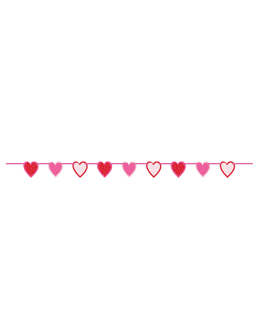 Guirlande coeurs à motifs 196 cm