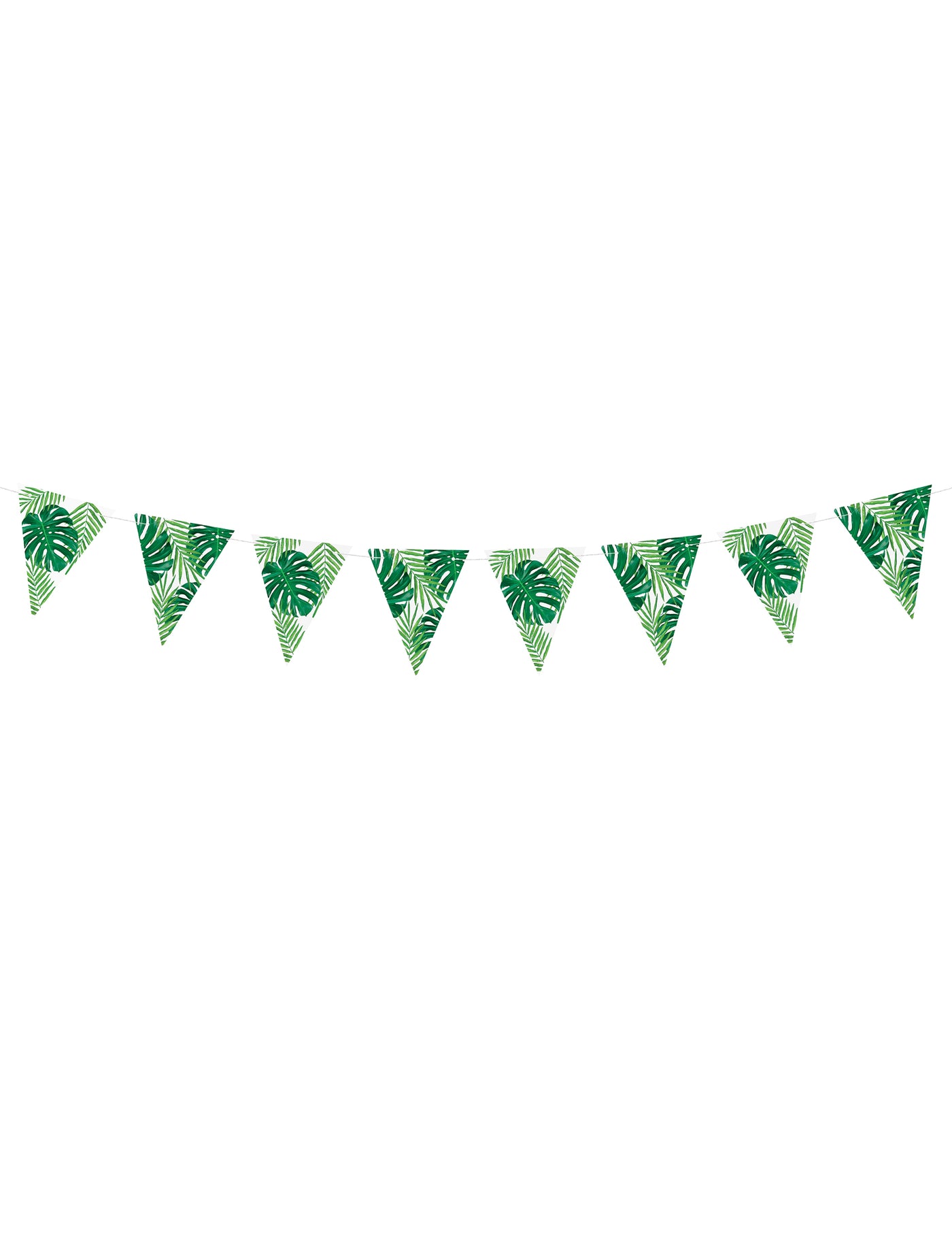 Guirlande de fanions en carton feuilles tropicales 15 cm x 1,3 m