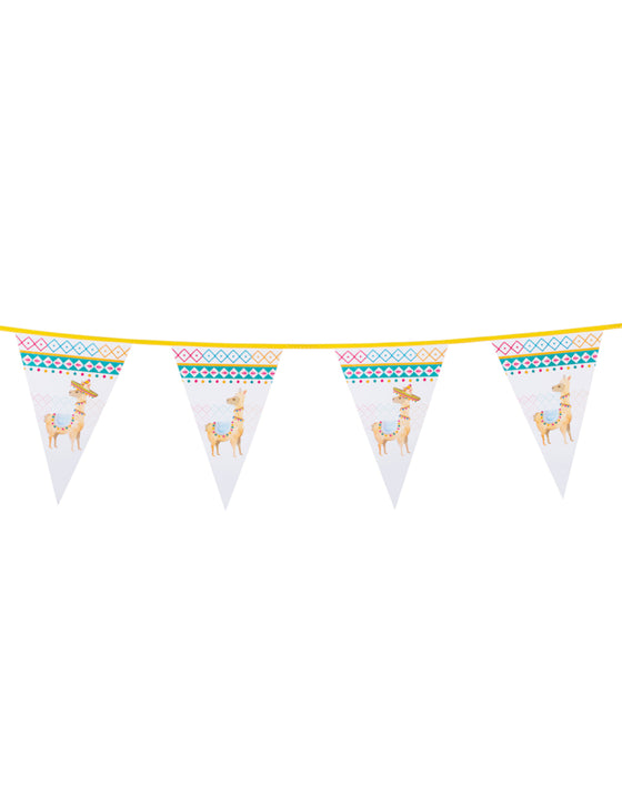 Guirlande de fanions en plastique lama blanche 30 x 20 cm 6m