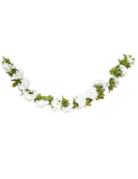 Guirlande de fleurs d'hortensia blanc 220 cm pour mariage