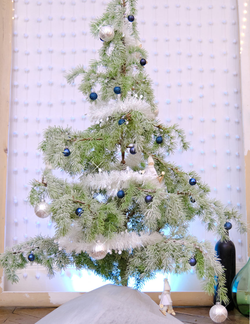 Guirlande de sapin blanche 2 m à motifs ronds