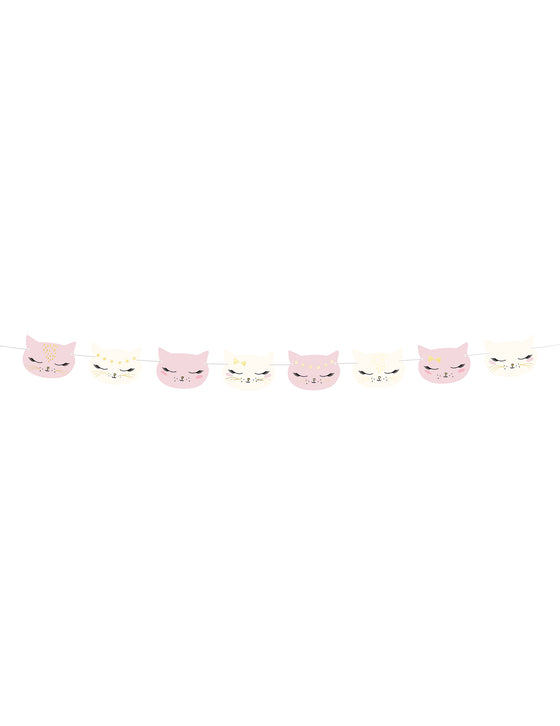 Guirlande en carton chaton rose et blanc 8,5 cm x 1,4 m