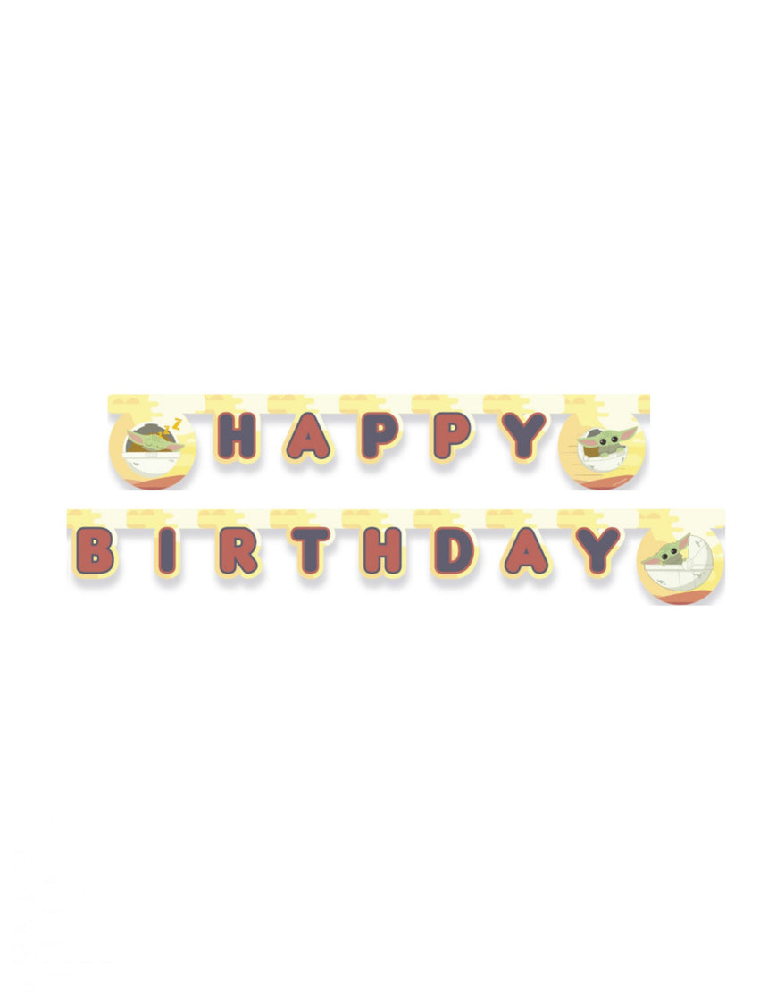 Guirlande en carton Happy Birthday bébé Yoda The Mandalorian 2 m