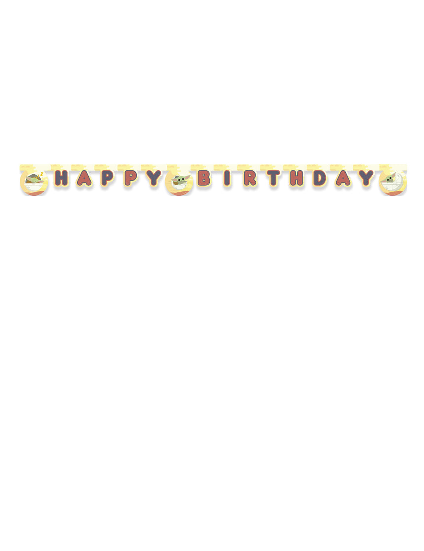 Guirlande en carton Happy Birthday bébé Yoda The Mandalorian 2 m