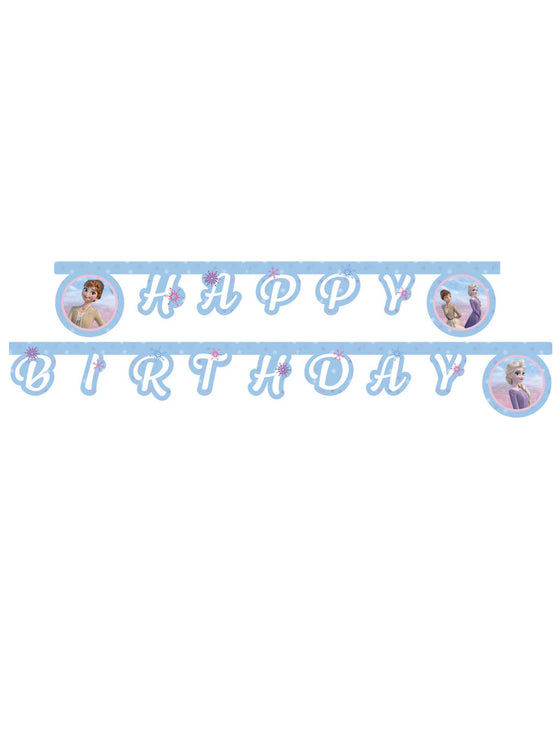 Guirlande en carton Happy Birthday La Reine des Neiges 2 m