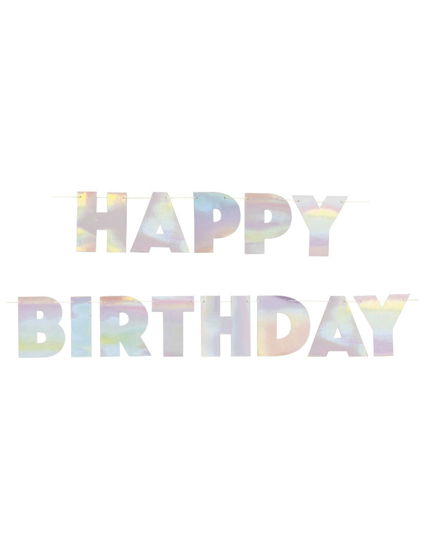Guirlande en carton happy birthday iridescente 2,20 m