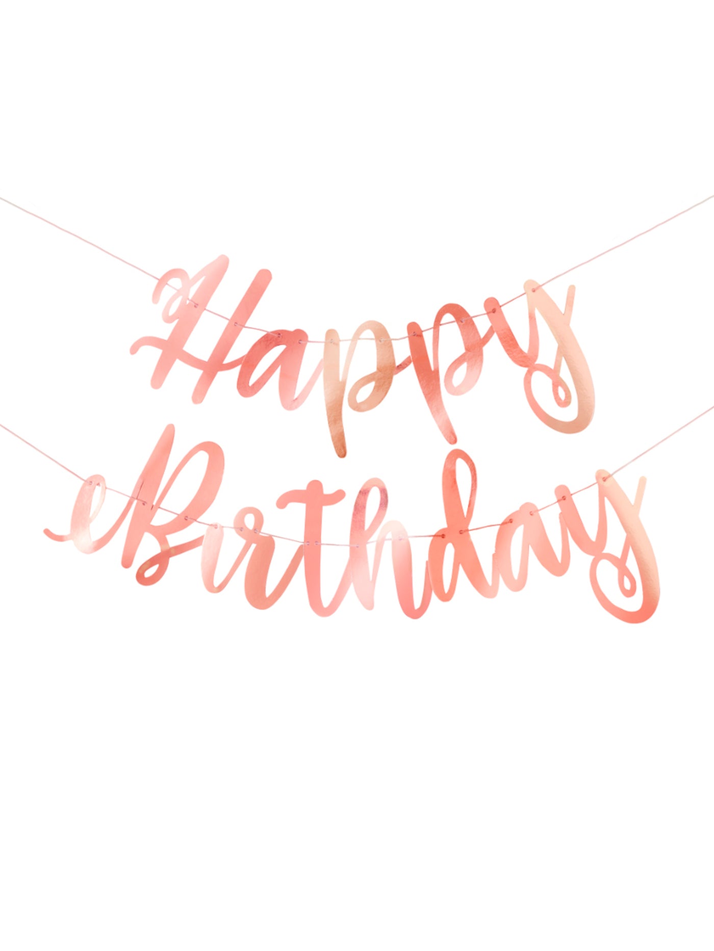 Guirlande en carton happy birthday rose gold métallisée 2,13 m