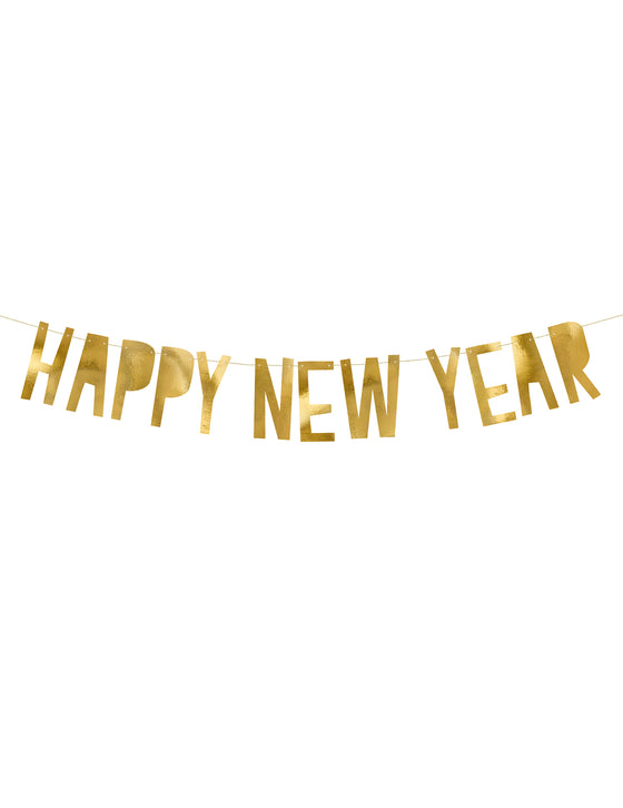 Guirlande en carton happy new year dorée 10 x 90 cm décoration fête