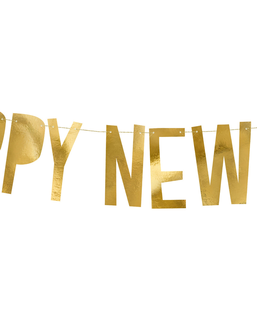 Guirlande en carton happy new year dorée 10 x 90 cm décoration fête