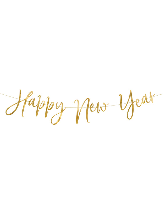Guirlande en carton happy new year dorée métallisée 66 x 18 cm