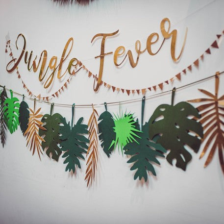 Guirlande en carton jungle fever dorée 1,20 m anniversaire tropical