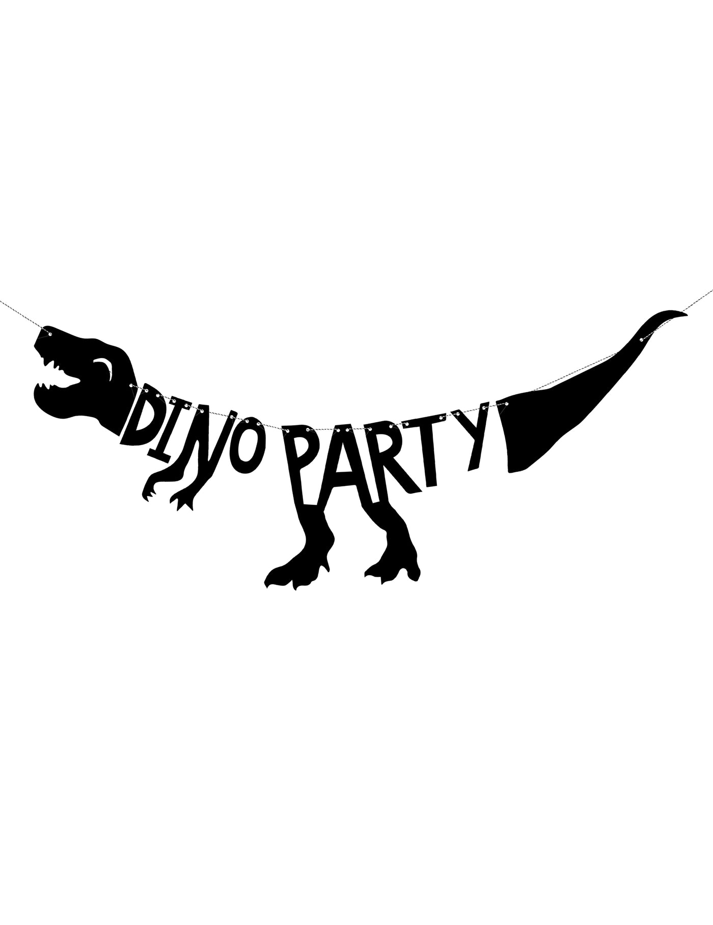 Guirlande en carton squelette dino party noire 90 x 20 cm
